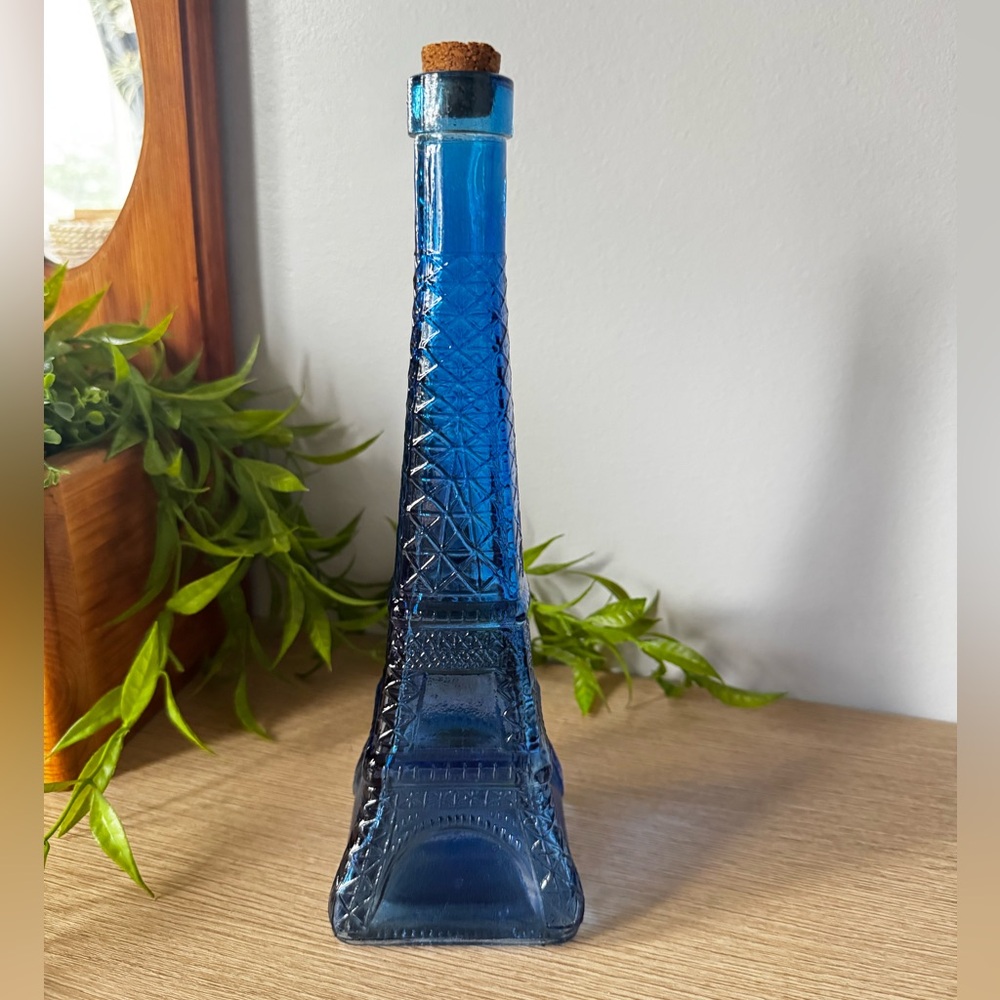 Blue Eiffel Tower Glass Bottle